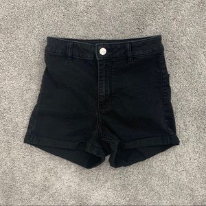 H&M Black high waisted denim shorts